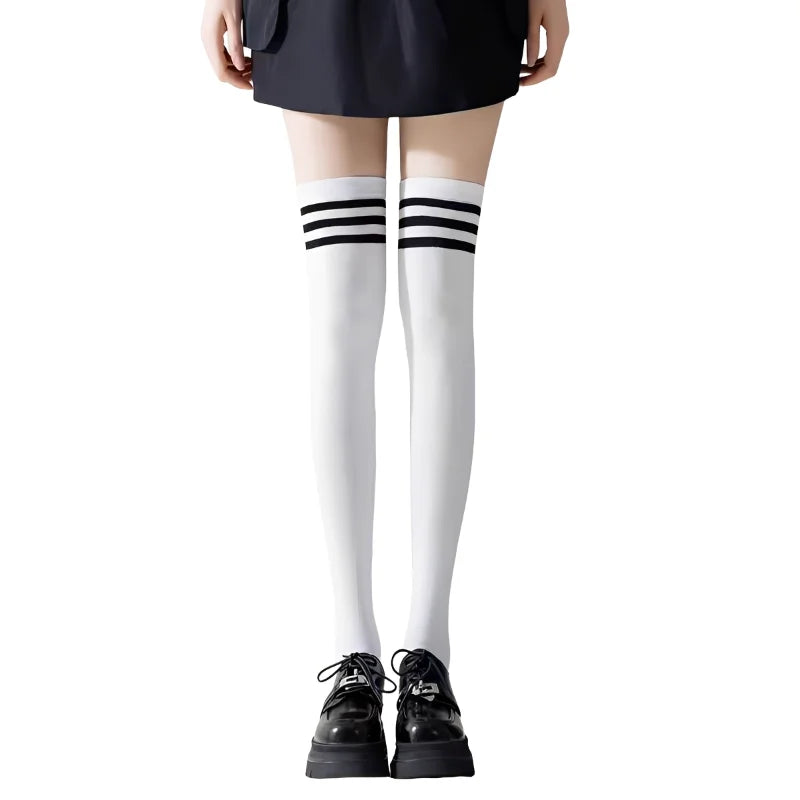 Over the Knee Socks – Striped Thigh High Style