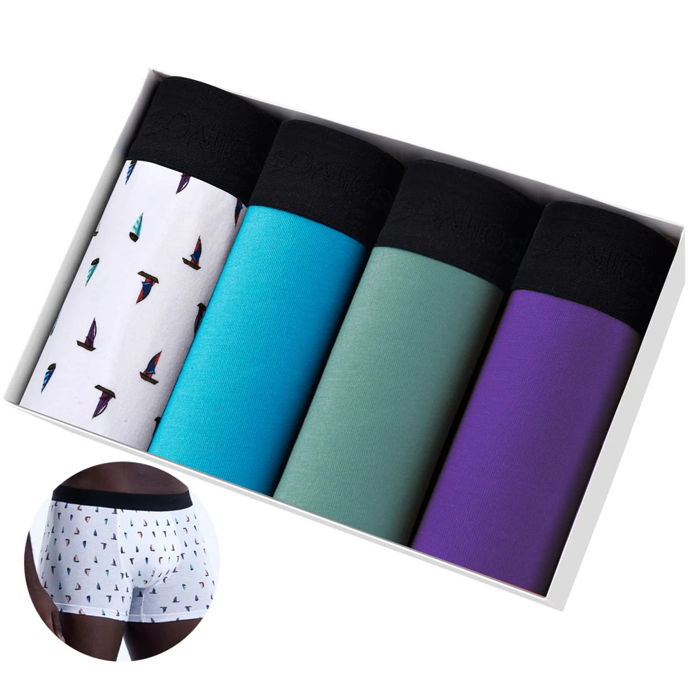 Men’s Cotton Boxer Shorts – Soft 4-Piece Underwear Set