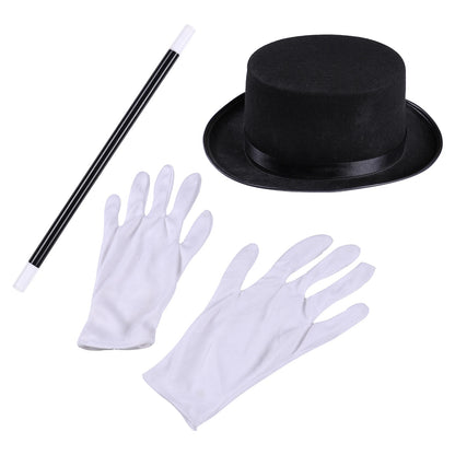 Sequins Girls Magician Circus Performance Costume Outfits Kids Halloween Ringmaster Bodysuit Jumpsuit with Hat Gloves Magic Wand