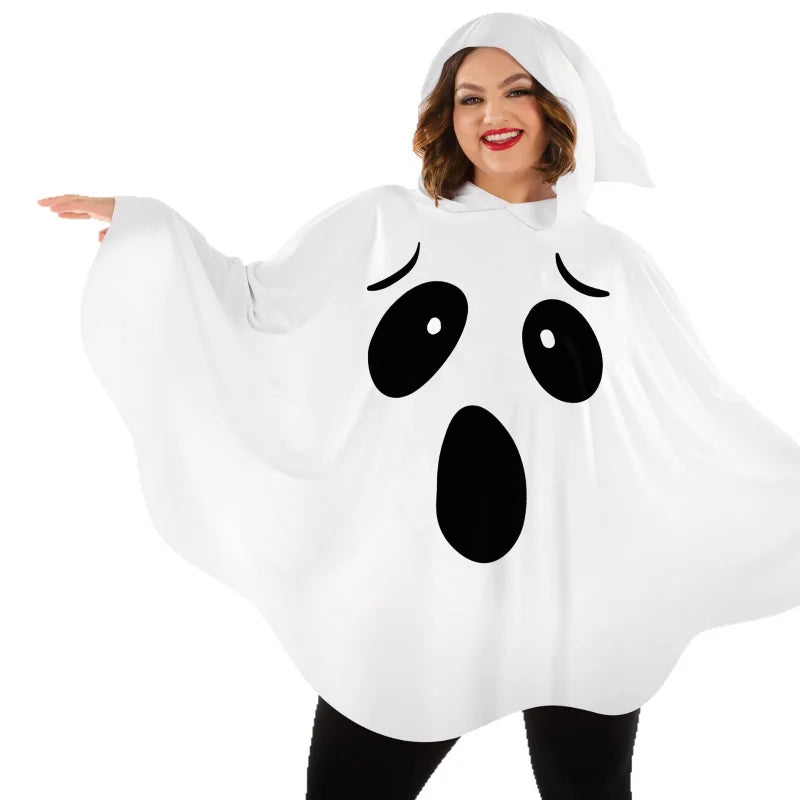 Halloween Ghost Witch & Fairy Cosplay Costume White Bat Wing Outfit Spooky Party Stage Performance Role Play Clothes for Women