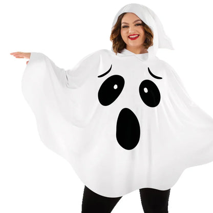 Halloween Ghost Witch & Fairy Cosplay Costume White Bat Wing Outfit Spooky Party Stage Performance Role Play Clothes for Women