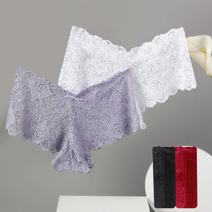 3Pcs Sexy Floral Lace Panties Women Briefs Low Waist Soft Lingerie Comfortable Female Underwear Girls Intimates Panties