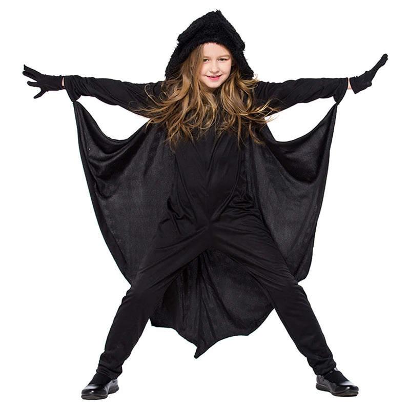 Purim Bat Jumpsuit For Girl Costume Creepy Vampire Animal Spooktacular Outfit Cosplay Carnival Halloween Fancy Party Dress