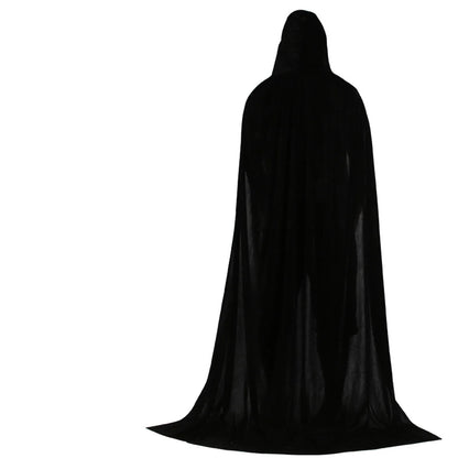 Adult Kids Halloween Pleuche Velvet Cloak Cape Hooded Medieval Costume Witch Wicca Vampire Halloween Cosplay Costume Cape