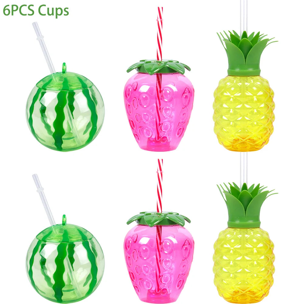 Pineapple Party Cups 6/10pcs Tropical Juice Cups for Summer Events