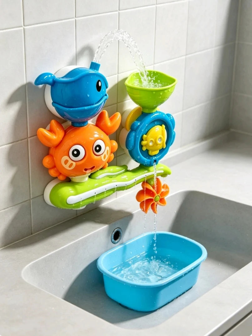 Bath Water Spinner Toy – Suction Cup Water Flow Play Set