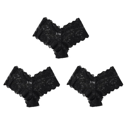 3Pcs Sexy Floral Lace Panties Women Briefs Low Waist Soft Lingerie Comfortable Female Underwear Girls Intimates Panties