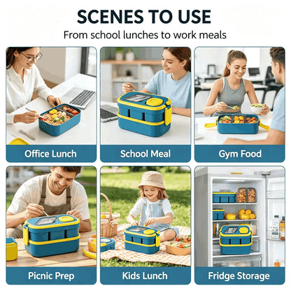 Stackable Bento Box Leak-Proof Lunch Container With Spoon & Fork