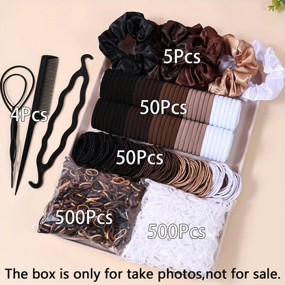 Women’s Hair Accessories Set – Elastic Hair Ties & Scrunchies