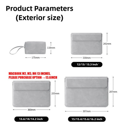 Laptop Sleeve Case Water Resistant PU Cover for 11–16 Inch Laptops