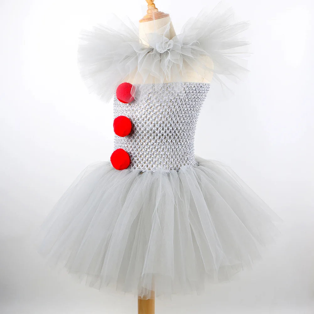 Children Halloween Joker Costumes for Baby Girls Scary Ghost Doll Killer Fancy Tutu Dress for Kids Carnival Party Horror Outfit