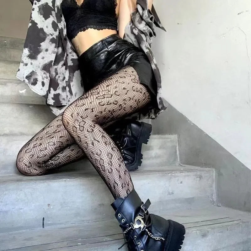Gothic Spider Web Tights – Retro Mesh Hosiery