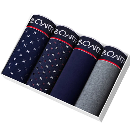 Men’s Cotton Boxer Shorts – Soft 4-Piece Underwear Set