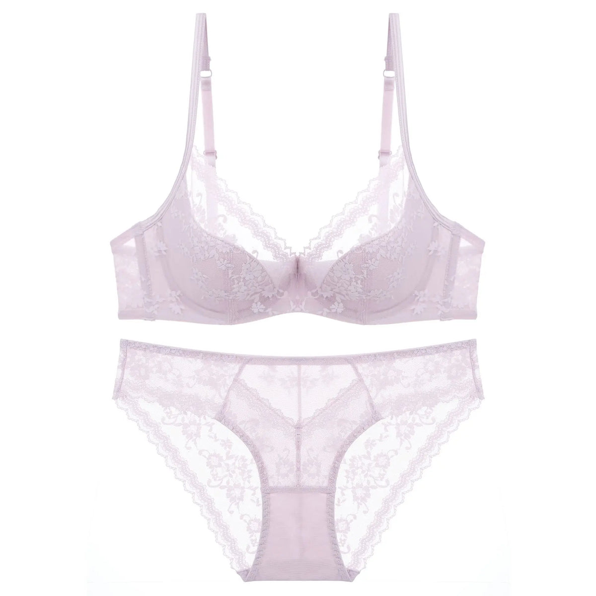 Women’s Lace Lingerie Set – Embroidered Bra & Briefs