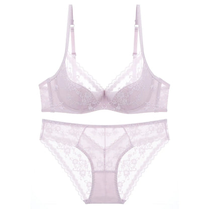 Women’s Lace Lingerie Set – Embroidered Bra & Briefs