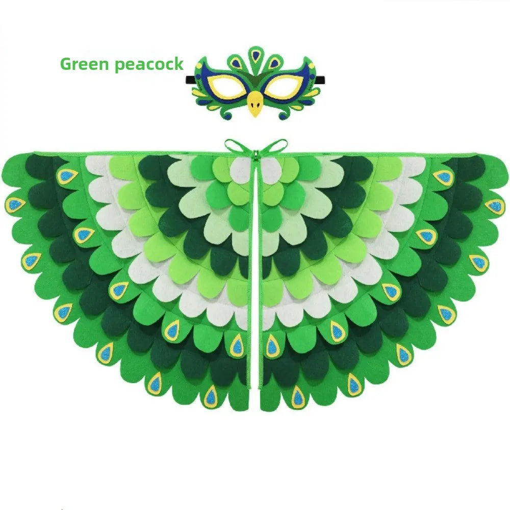 Cute Felt Cloth Halloween Cloak with Mask Bird Wings Owl Halloween Children Costume Robe Cosplay Cape Mask Set Costume Ball