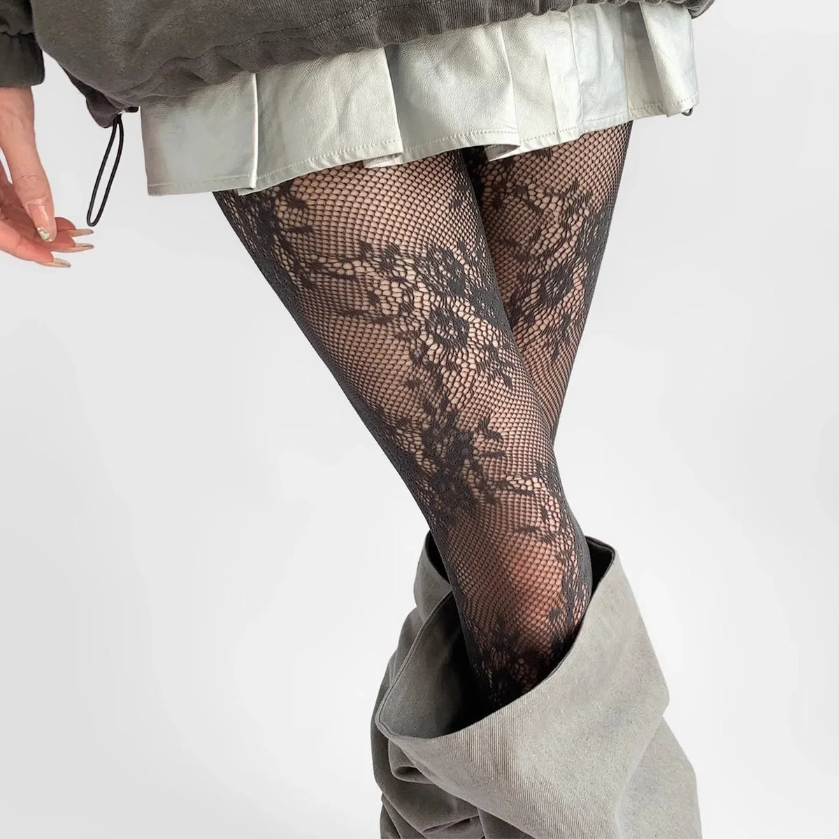 Lace Tights – Floral Mesh Thigh High Style