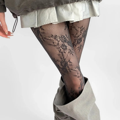 Lace Tights – Floral Mesh Thigh High Style