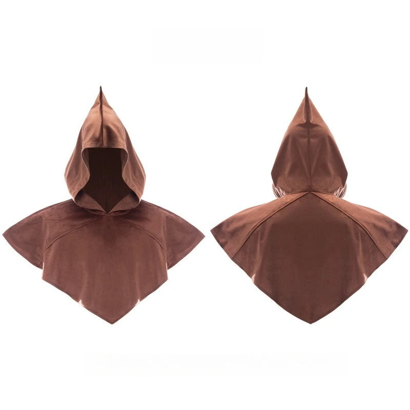 Cos Gift Medieval Costume Hooded Cape Wizard Short Cloak Halloween Costumes for Women Men Undead Cosplay Coat Unisex Adult Props