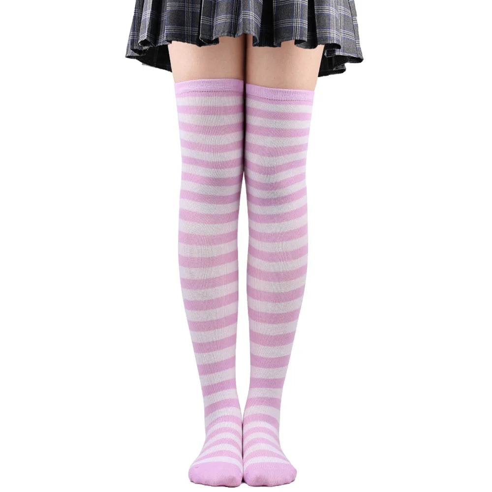 Women's Striped Over Knee Socks – Long Pinstripe Stockings