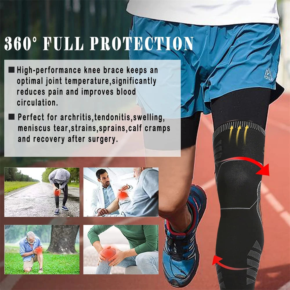 Full Leg Compression Sleeve with Knee Support for Sports & Training