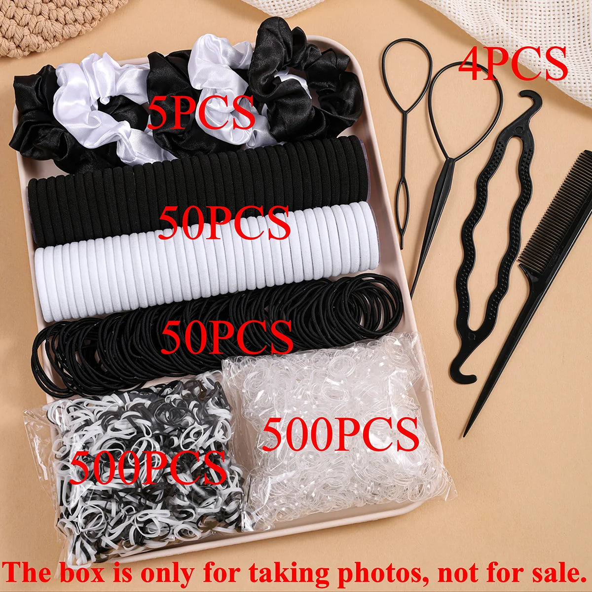 Women’s Hair Accessories Set – Elastic Hair Ties & Scrunchies