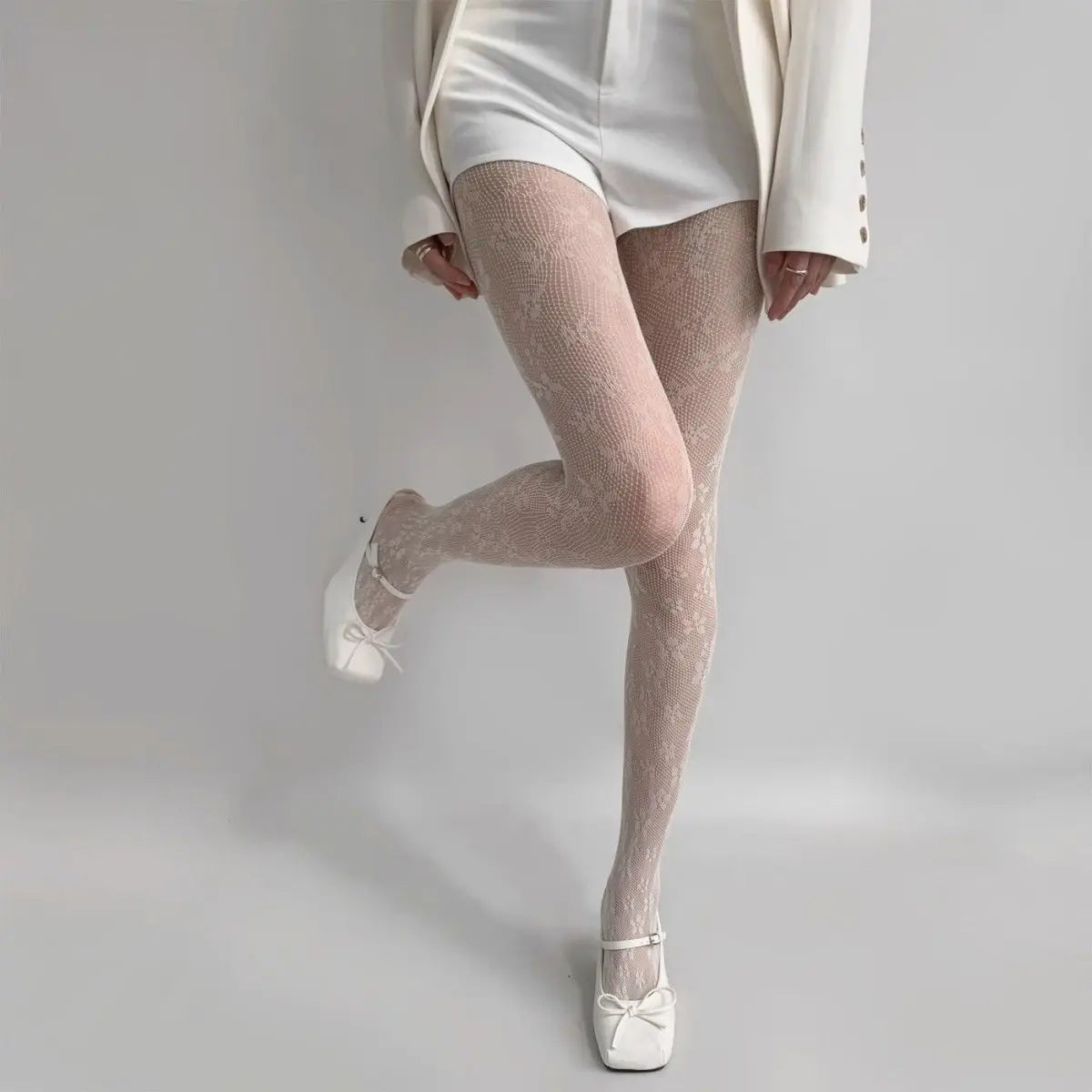 Floral Lace Stockings – Women’s Mesh Tights with Retro Vine Design