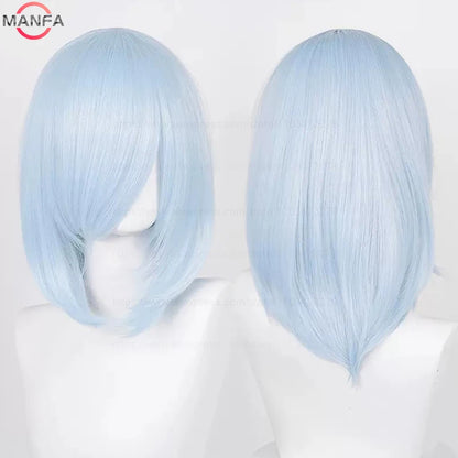 40cm Medium Basic Anime Cosplay Wig Bang Blond  Black White Red Pink Green Brown Gold Blue Heat Resistant Synthetic Hair Wigs