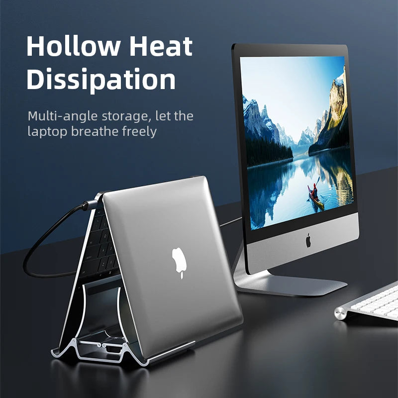 Vertical Laptop Stand Automatic Adjustable Space Saving Holder