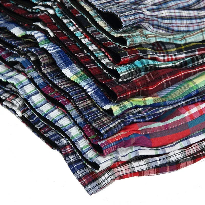 Men’s Cotton Boxer Shorts 4 Pack – Classic Plaid Loose Fit