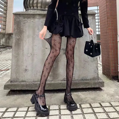Gothic Spider Web Tights – Retro Mesh Hosiery