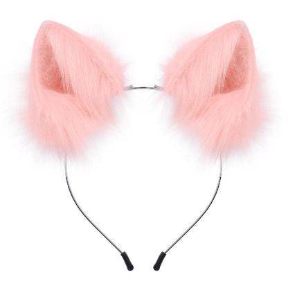 Handmade Faux Fur Animal Ears Headband Furry Cat Fox Ear Hairhoop Headwear Costume Accessory for Cosplay Masquerade