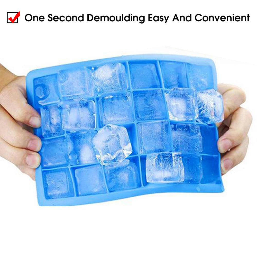 24-Hole Silicone Ice Cube Tray with Lid – Easy Kitchen Freezing Mold
