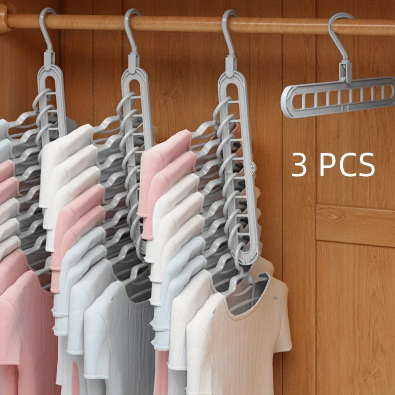 Foldable Clothes Hanger – 9-Hole Space-Saving Closet Organizer