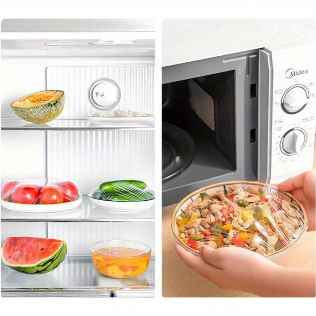 100PCS Plastic Food Covers Elastic Fresh Keeping Covers for Fruits