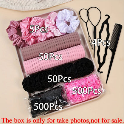 Women’s Hair Accessories Set – Elastic Hair Ties & Scrunchies
