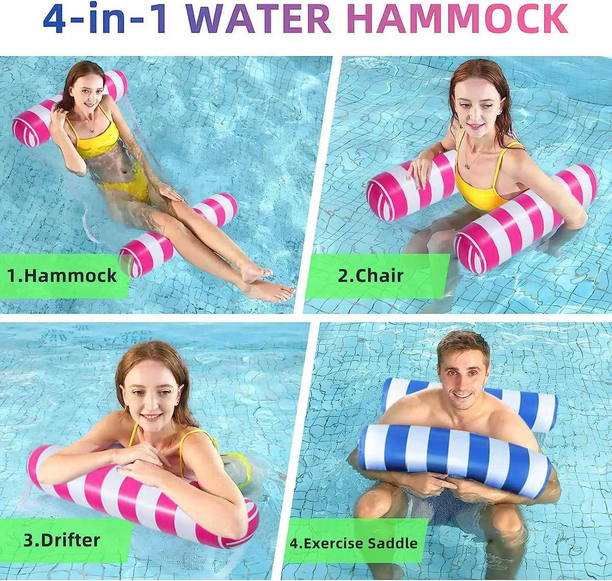 Inflatable Pool Hammock Foldable Floating Lounge Chair
