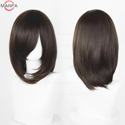 40cm Medium Basic Anime Cosplay Wig Bang Blond  Black White Red Pink Green Brown Gold Blue Heat Resistant Synthetic Hair Wigs