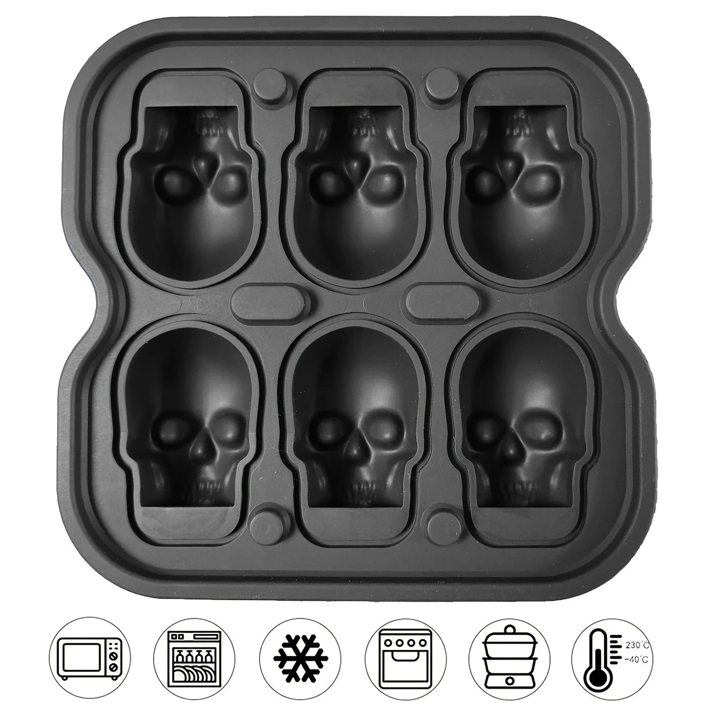 Skull Ice Mold Silicone 3D Ice Cube Tray for Cocktails & Drinks