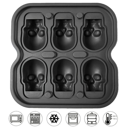 Skull Ice Mold Silicone 3D Ice Cube Tray for Cocktails & Drinks
