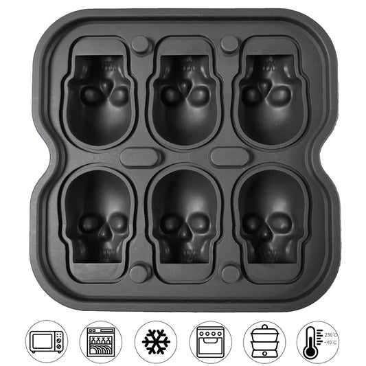 Skull Ice Mold Silicone 3D Ice Cube Tray for Cocktails & Drinks