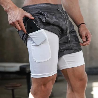 Men's Running Shorts 2-in-1 Quick Dry Gym Workout Sports Shorts