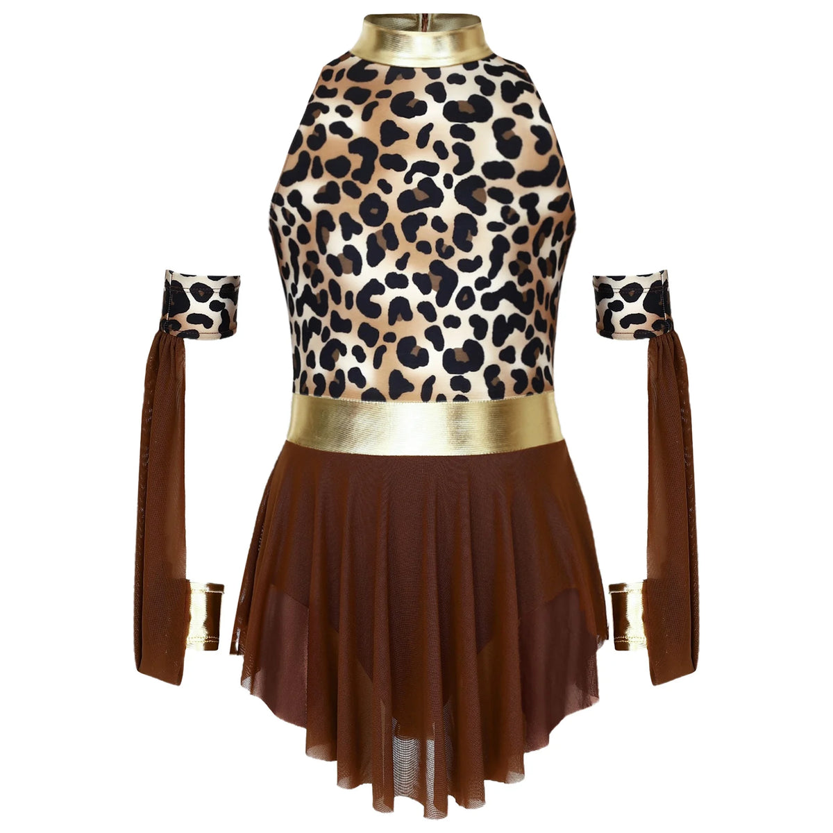 Girls Cave Native America Princess Costume Caveman Primitive Tribal Dress Up Print Sequins Puffy Dress Halloween Outfits