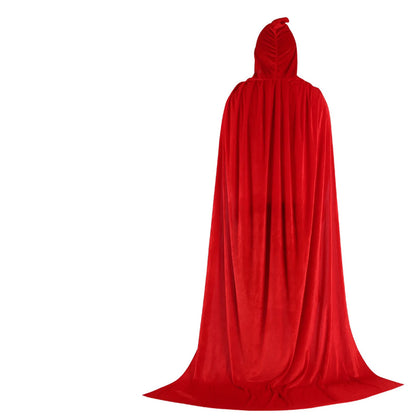 Adult Kids Halloween Pleuche Velvet Cloak Cape Hooded Medieval Costume Witch Wicca Vampire Halloween Cosplay Costume Cape