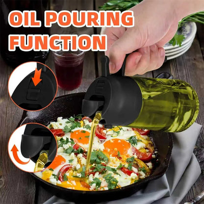 Oil Sprayer 470ml 2-in-1 Glass Olive Oil Dispenser Bottle