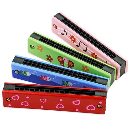 Kids Wooden Harmonica Musical Instrument Toy for Beginners