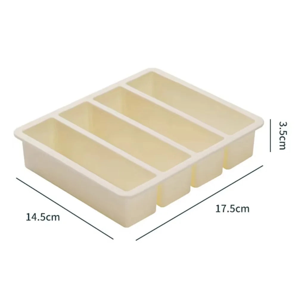 Silicone Freezer Tray 4 Grid Food Storage Mold with Lid