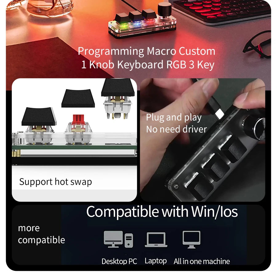 3-Key Macro Keypad RGB Hot-Swappable