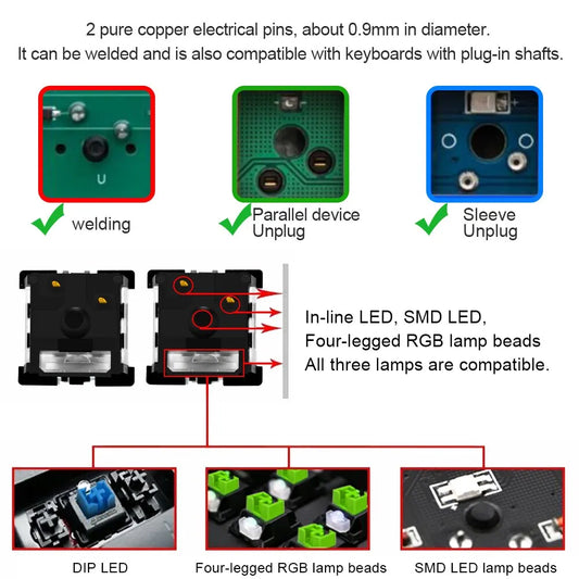 Mechanical Keyboard Switches 3-Pin Hot-Swap RGB Switches for Keyboards