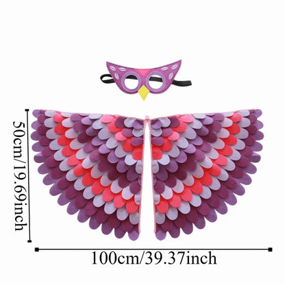 Cute Felt Cloth Halloween Cloak with Mask Bird Wings Owl Halloween Children Costume Robe Cosplay Cape Mask Set Costume Ball